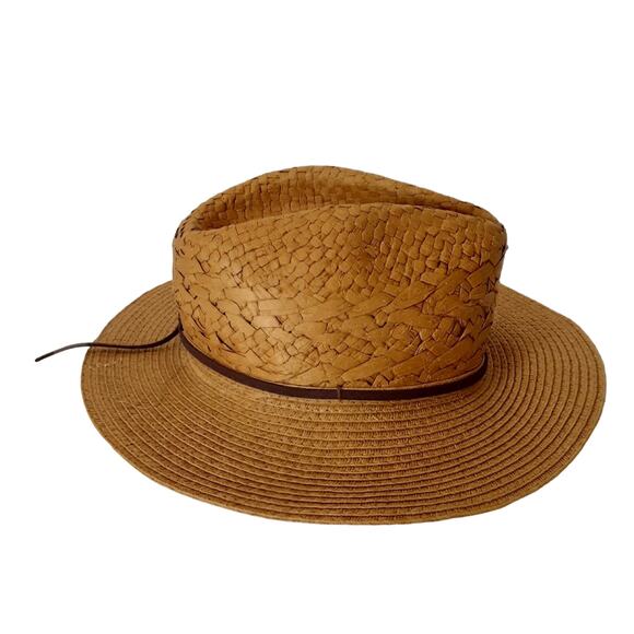 The Hatter Co Raffia Brim Hat Straw Woven Beach Summer Brimmed Golf Hat Resort - Picture 3 of 11